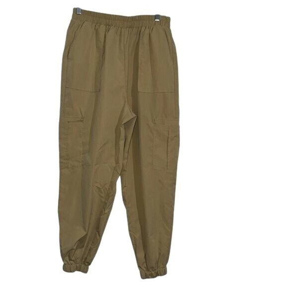 Shein Womens Beige Cargo Jogger Pants Elastic Waist 100% Polyester Size M - Picture 3 of 10